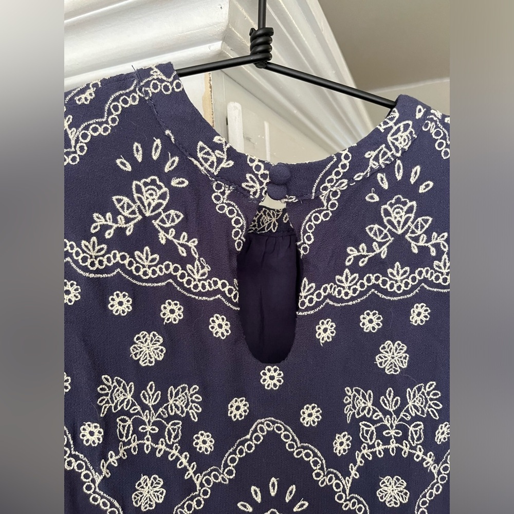 Navy Printed Ruffle Hem Mini Dress - Picture 9 of 13